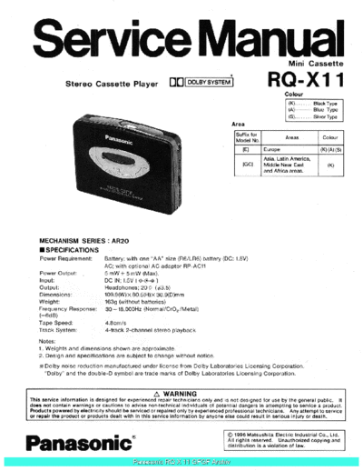 panasonic Panasonic RQX11 sch  panasonic Audio RQ-X11 Panasonic_RQX11_sch.pdf