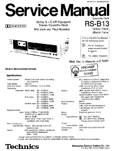 panasonic RSB13  panasonic Audio RS-B13 Panasonic_RSB13.pdf