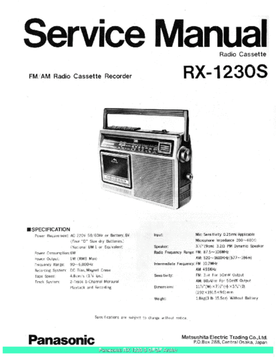 panasonic Panasonic RX1230S sch  panasonic Audio RX-1230S Panasonic_RX1230S_sch.pdf
