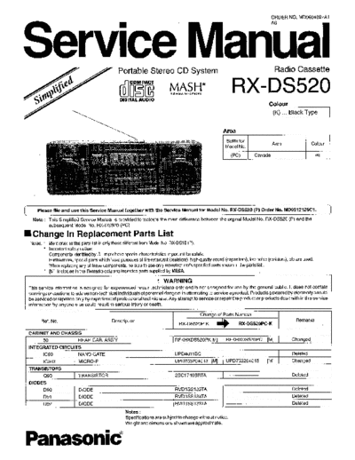 panasonic hfe panasonic rx-ds520 service simplified en  panasonic Audio RX-DS520 hfe_panasonic_rx-ds520_service_simplified_en.pdf