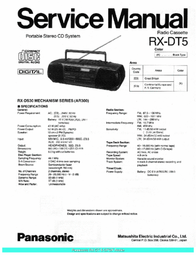 panasonic Panasonic RXDT5 sch  panasonic Audio RX-DT5 Panasonic_RXDT5_sch.pdf