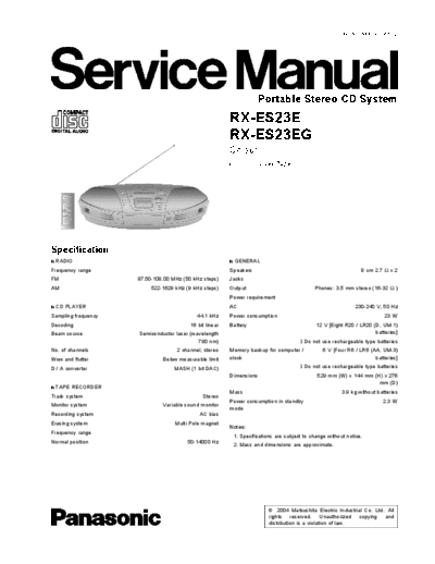 panasonic MD0411555C2 A RX-ES23E  panasonic Audio RX-ES23E MD0411555C2_A_RX-ES23E.pdf