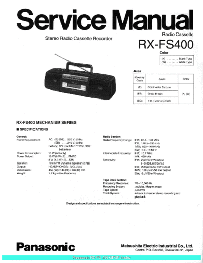 panasonic RXFS400 sch  panasonic Audio RX-FS400 Panasonic_RXFS400_sch.pdf