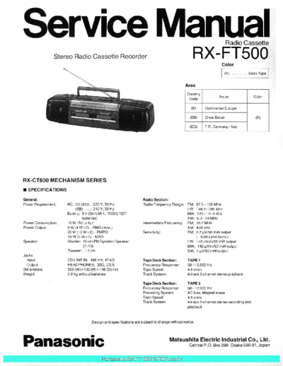 panasonic Panasonic RXFT500 sch  panasonic Audio RX-FT500 Panasonic_RXFT500_sch.pdf