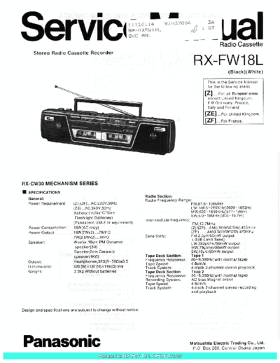 panasonic Panasonic RXFW18L sch  panasonic Audio RX-FW18L Panasonic_RXFW18L_sch.pdf