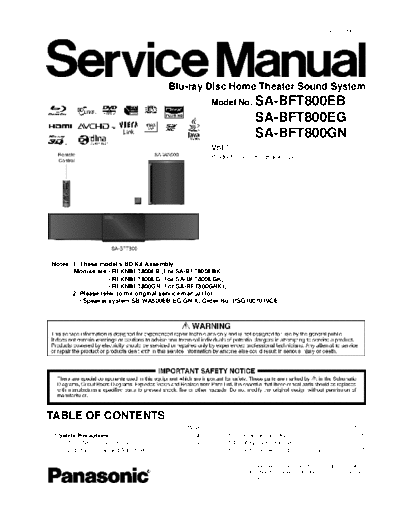 panasonic PSG1009002CE PRINTDB  panasonic Audio SA-BFT800EB PSG1009002CE_PRINTDB.pdf