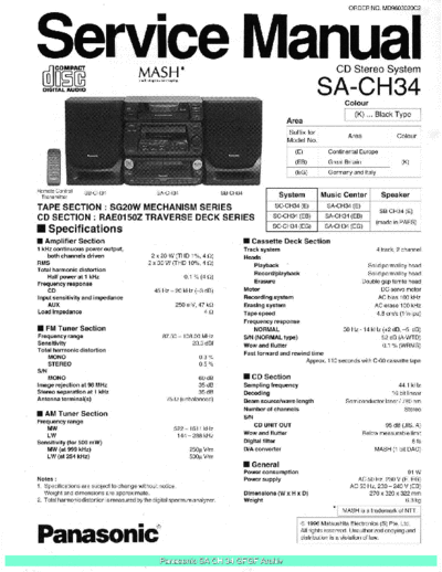 panasonic SACH34 sch  panasonic Audio SA-CH34 Panasonic_SACH34_sch.pdf