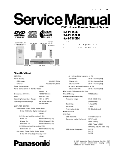 panasonic MD0703044CE A SA-PT150E  panasonic Audio SA-PT150E MD0703044CE_A_SA-PT150E.pdf