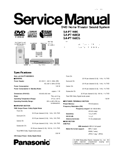 panasonic MD0801017CE PRINTDB  panasonic Audio SA-PT160E MD0801017CE_PRINTDB.pdf