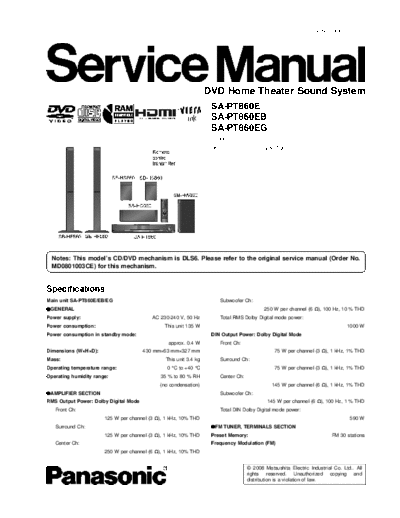 panasonic MD0801011CE PRINTDB  panasonic Audio SA-PT860E MD0801011CE_PRINTDB.pdf