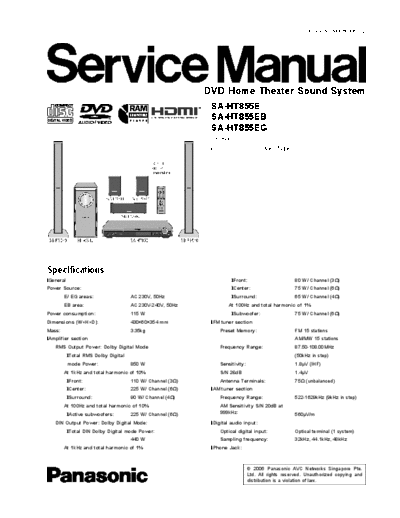 panasonic SA-HT855  panasonic Audio SA HT885EE SA-HT855.pdf