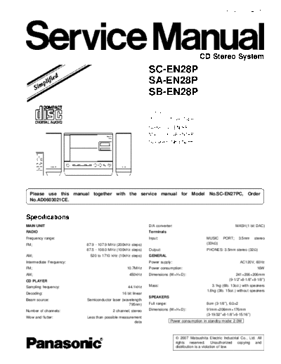 panasonic panasonic sa-en28 ssm  panasonic Audio SB-EN28P panasonic_sa-en28_ssm.pdf