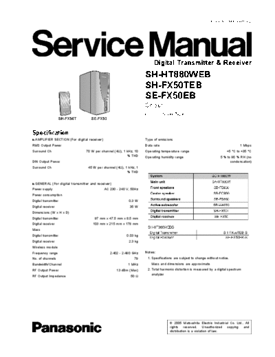 panasonic MD0504154C2 A SH-HT880WEB  panasonic Audio SE-FX50EB MD0504154C2_A_SH-HT880WEB.pdf