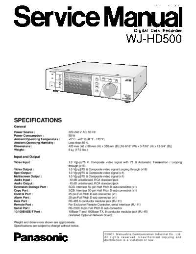 panasonic m1hd500e  panasonic Audio WJ-HD500 m1hd500e.pdf