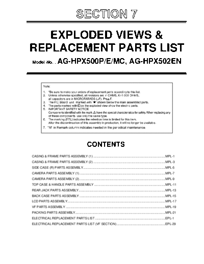 panasonic 7347 - manual de servicio -8- lista de piezas  panasonic Cam AG-HPX555 7347 - manual de servicio -8- lista de piezas.pdf