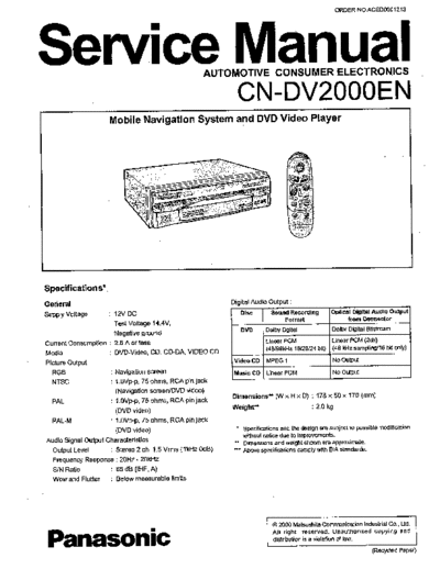 panasonic ACED0001213  panasonic Car Audio CN-DV2000EN ACED0001213.pdf