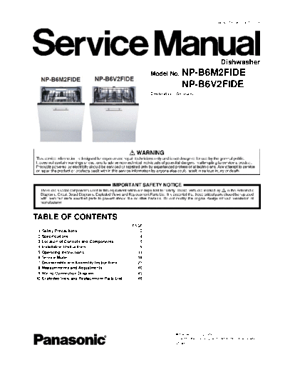 panasonic DWSM0731  panasonic Dishwasher NP-B6M2FIDE DWSM0731.pdf
