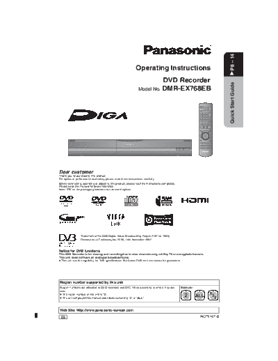 panasonic rqt9167-b  panasonic DVD DMR-EX768EB rqt9167-b.pdf