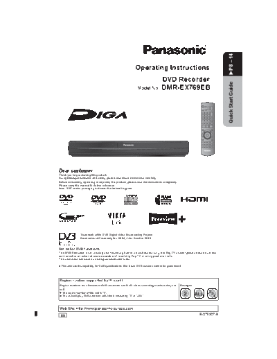 panasonic rqt9307-b  panasonic DVD DMR-EX769EB rqt9307-b.pdf