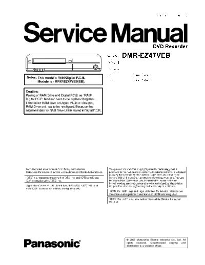 panasonic DSD0706015CE  panasonic DVD DMR-EZ47VEB DSD0706015CE.pdf