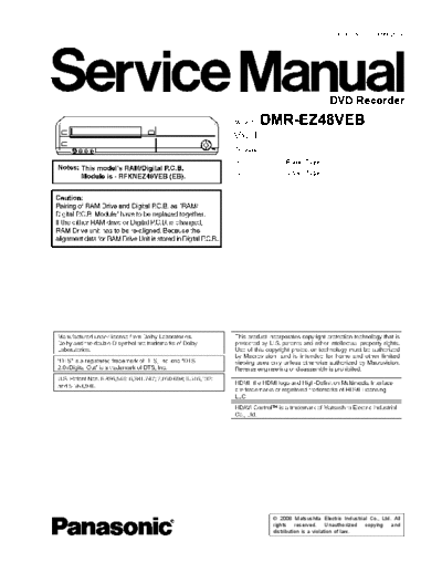 panasonic DSD0806025CE  panasonic DVD DMR-EZ48VEB DSD0806025CE.pdf