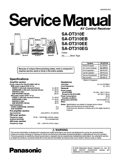 panasonic SA-DT310E,SA-DT310EB,SA-DT310EE,SA-DT310EGi  panasonic DVD SA-DT310E SA-DT310E,SA-DT310EB,SA-DT310EE,SA-DT310EGi.djvu