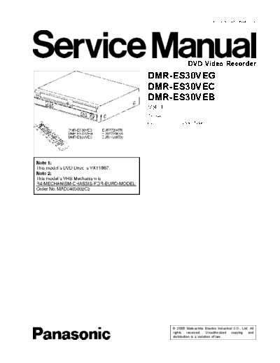 panasonic MAD0504003CE A DMR-ES30VEG  panasonic DVD-Video DMR-ES30VEG MAD0504003CE_A_DMR-ES30VEG.pdf