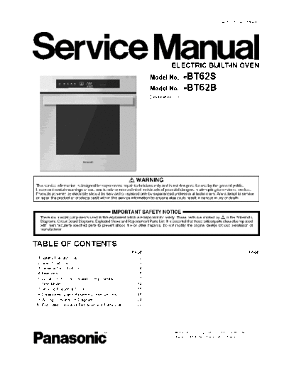 panasonic SMEOVEN  panasonic Electric Built - In Oven HL-BT62S SMEOVEN.pdf