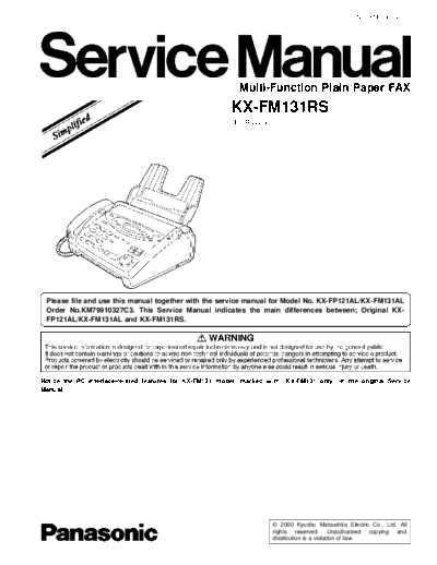 panasonic kx-fm131rs sm  panasonic Fax KX-FM131RS panasonic_kx-fm131rs_sm.pdf