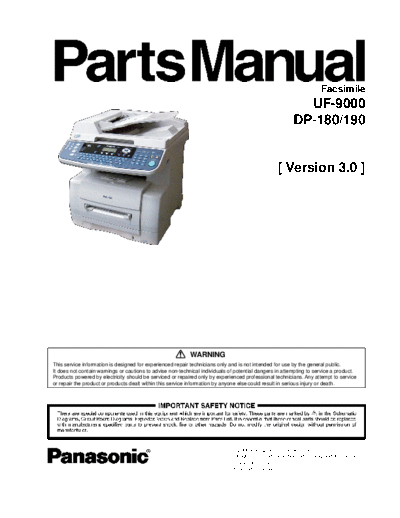 panasonic Panasonic UF-9000 DP-180 DP-190 Ver.3.0 parts-man  panasonic Fax UF-9000 DP-180 DP-190 VER.3.0 Panasonic_UF-9000_DP-180_DP-190_Ver.3.0_parts-man.pdf