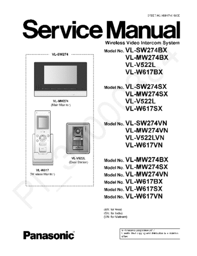 panasonic VL-SW274 MW274 V522L W617 Series Wireless Video Intercom System  panasonic Home Network System VL-SW274 Panasonic_VL-SW274_MW274_V522L_W617_Series_Wireless_Video_Intercom_System.pdf