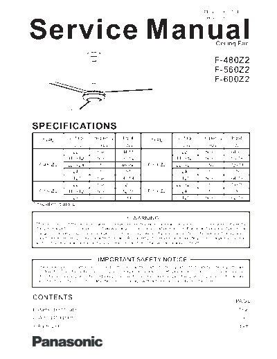 panasonic Panasonic F-480Z2 F-560Z2 F-600Z2 Ceiling fan sm  panasonic Housheld F-480Z2 Panasonic_F-480Z2_F-560Z2_F-600Z2_Ceiling_fan_sm.pdf