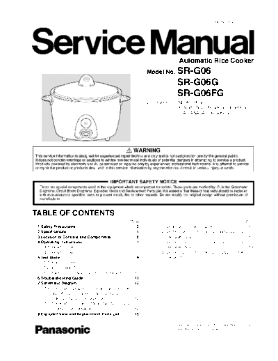 panasonic Panasonic SR-G06 SR-G06G SR-G06FG Rice Cooker [X]  panasonic Housheld SR-G06 Panasonic_SR-G06_SR-G06G_SR-G06FG_Rice_Cooker_[X].pdf