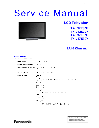 panasonic panasonic tx-l32e30b tx-l32e30y tx-l37e30b tx-l37e30y chassis la18  panasonic LCD LA18 chassis panasonic_tx-l32e30b_tx-l32e30y_tx-l37e30b_tx-l37e30y_chassis_la18.pdf