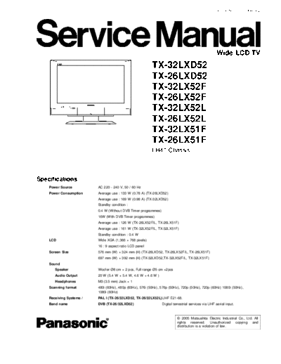 panasonic tx 32lxd52  panasonic LCD LH41 chassis tx_32lxd52.pdf