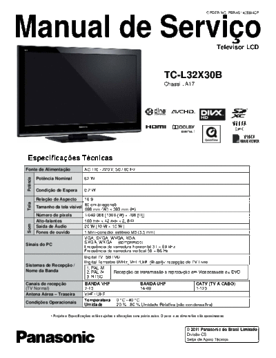 panasonic TC-L32X30B  panasonic LCD TC-L32X30B Chassis LA17 TC-L32X30B.pdf