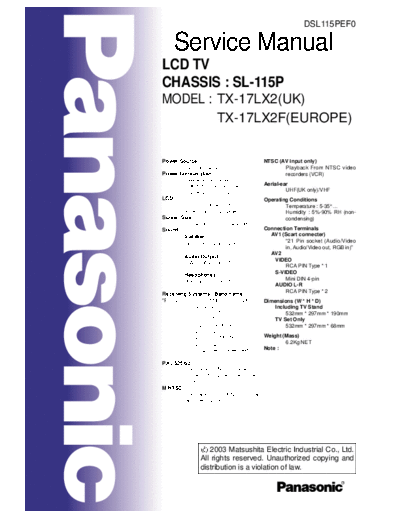panasonic panasonic tx 17lx2f 190  panasonic LCD TX-17LX2 chassis SL-115P panasonic_tx_17lx2f_190.pdf