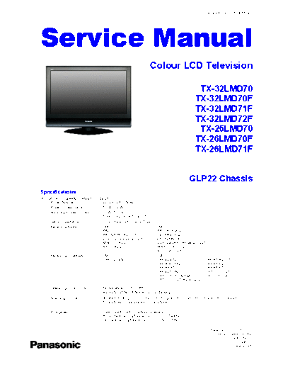 panasonic PCZ0703017CE  panasonic LCD TX-26LMD70 PCZ0703017CE.pdf