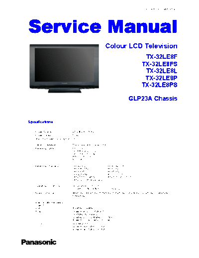 panasonic tx32le8p 602  panasonic LCD TX-32LE8P chassis GLP23A tx32le8p_602.pdf