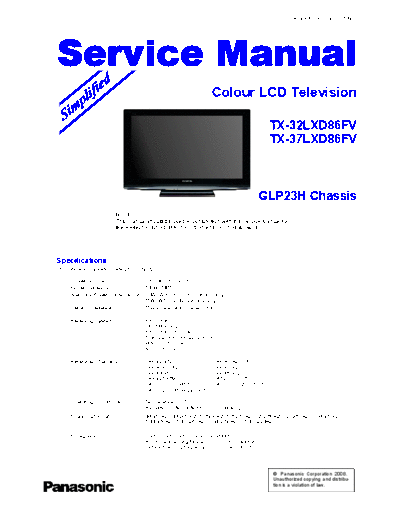 panasonic PCZ0810185AE  panasonic LCD TX-32LXD86FV PCZ0810185AE.pdf