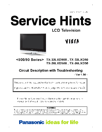 panasonic itd0511072be  panasonic LCD TX-32LXD500 itd0511072be.pdf