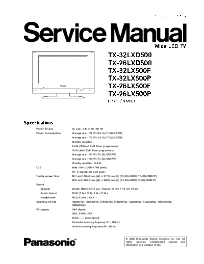 panasonic tx 32lxd500  panasonic LCD TX-32LXD500 tx_32lxd500.pdf