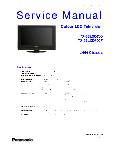 panasonic PCZ0704033CE  panasonic LCD TX-32LXD700F  chassis LH64 PCZ0704033CE.pdf