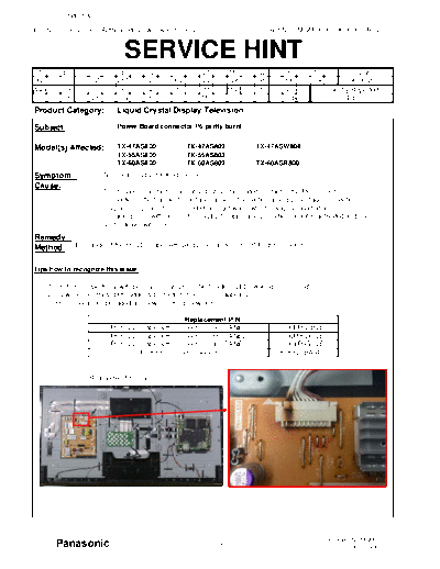 panasonic MQMSH001OH060616REV1 TX-xxx P6 burnt  panasonic LCD TX-47AS800E MQMSH001OH060616REV1_TX-xxx_P6_burnt.pdf