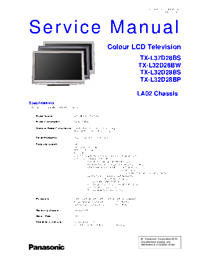 panasonic PCZ1005062CE  panasonic LCD TX-L32D28BW PCZ1005062CE.pdf