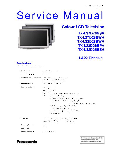 panasonic PCZ1008129CE  panasonic LCD TX-L32D28BWA PCZ1008129CE.pdf