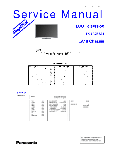panasonic PCZ1103047AE  panasonic LCD TX-L32ES31 PCZ1103047AE.pdf