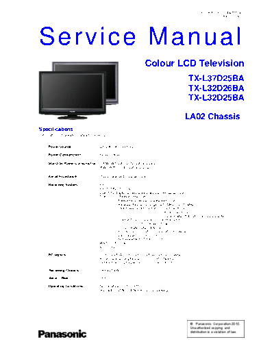 panasonic PCZ1009155CE  panasonic LCD TX-L37D25BA  chassis LA02 PCZ1009155CE.pdf