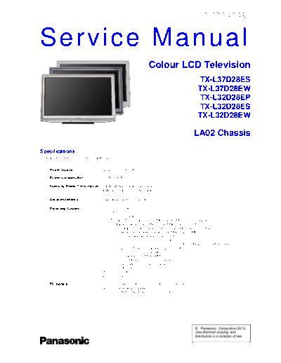 panasonic PCZ1005068CE  panasonic LCD TX-L37D28EW PCZ1005068CE.pdf