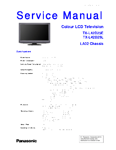 panasonic PCZ1004055CE  panasonic LCD TX-L42D25E PCZ1004055CE.pdf